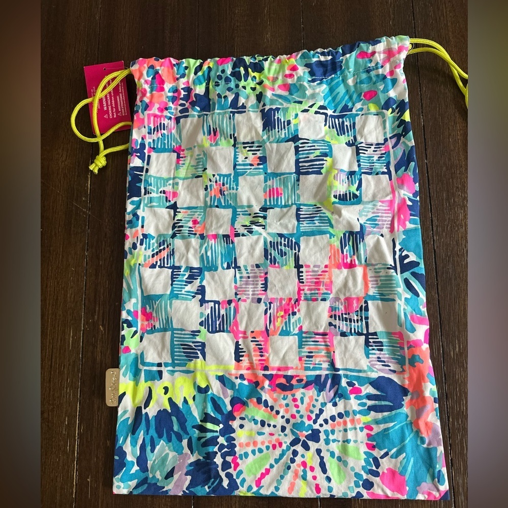 Lilly Pulitzer branded drawstring beach bag